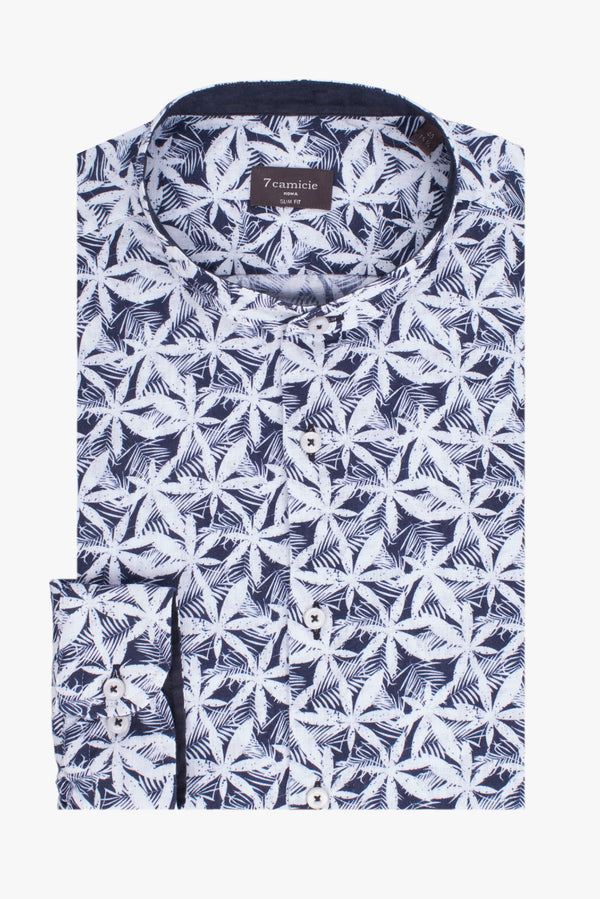 Caravaggio Sport Linen Man Shirt Blue White