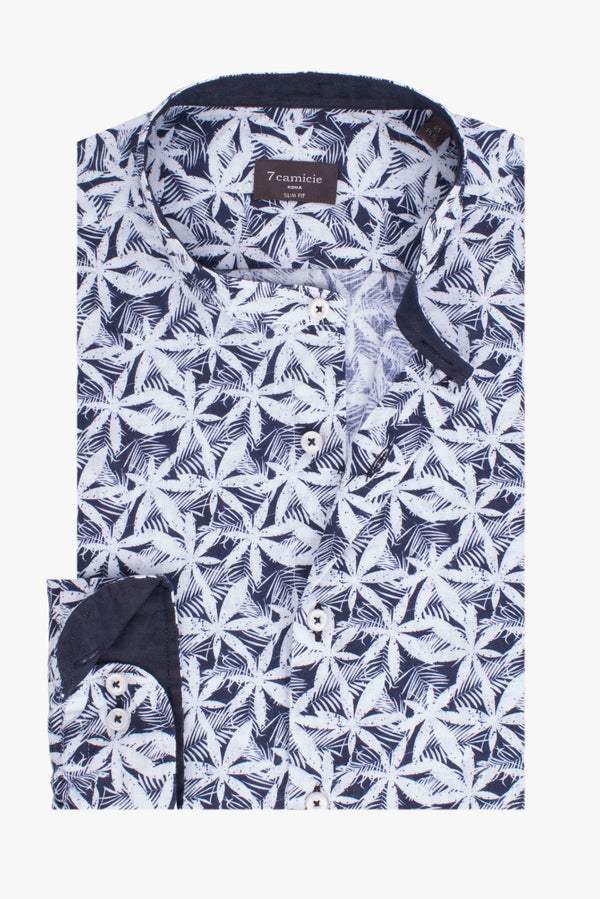 Caravaggio Sport Linen Man Shirt Blue White