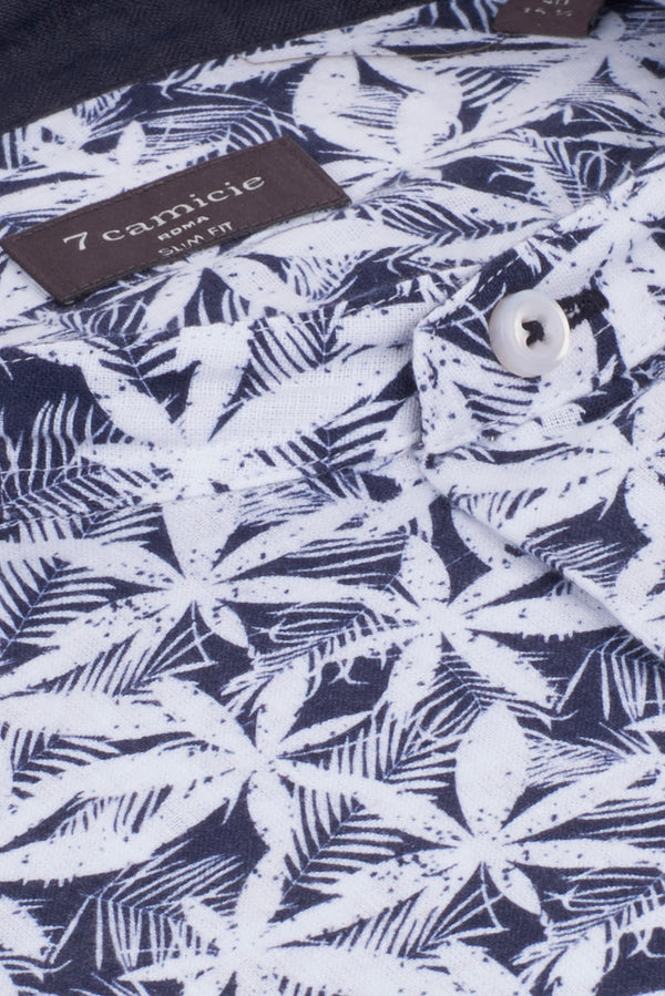 Caravaggio Sport Linen Man Shirt Blue White