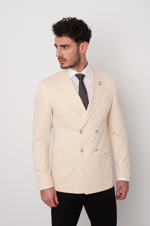 Polyviscose Man Jacket Beige