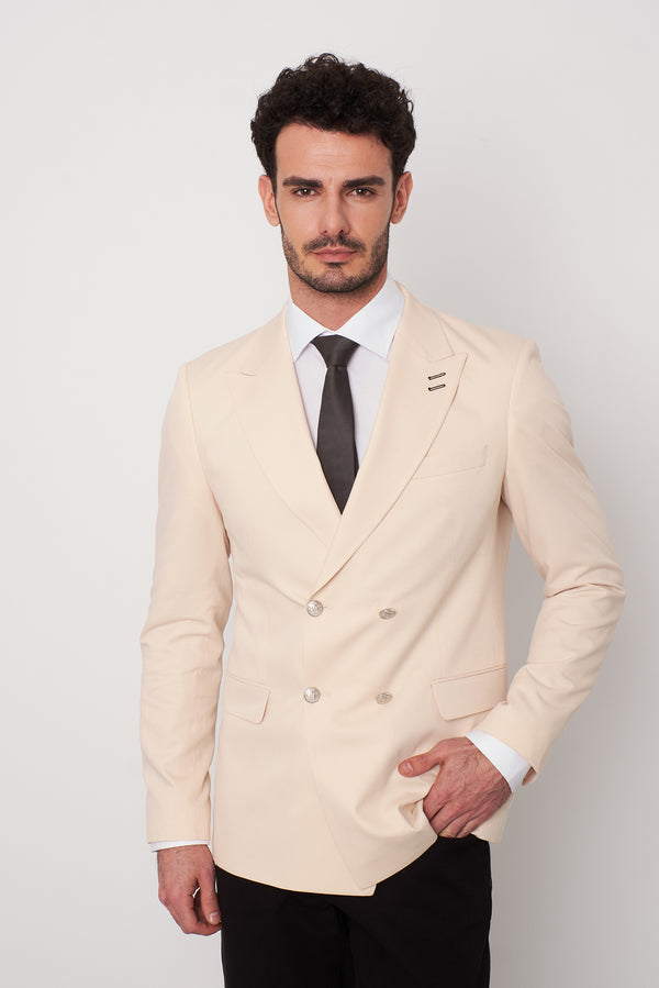 Polyviscose Man Jacket Beige