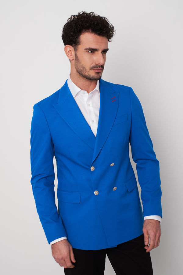 Polyviscose Man Jacket Navy Blue