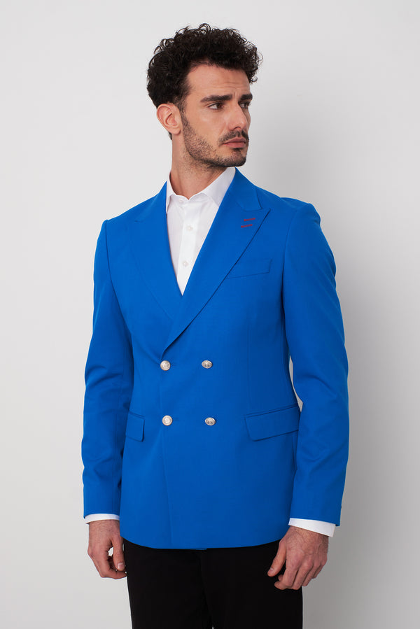 Polyviscose Man Jacket Navy Blue