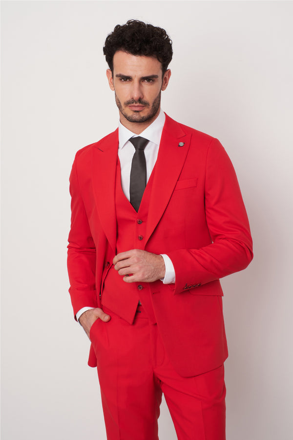 Polyviscose Man Jacket Red
