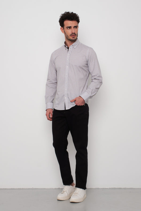 Camisa Hombre Donatello Iconic Popelin Blanco Verde