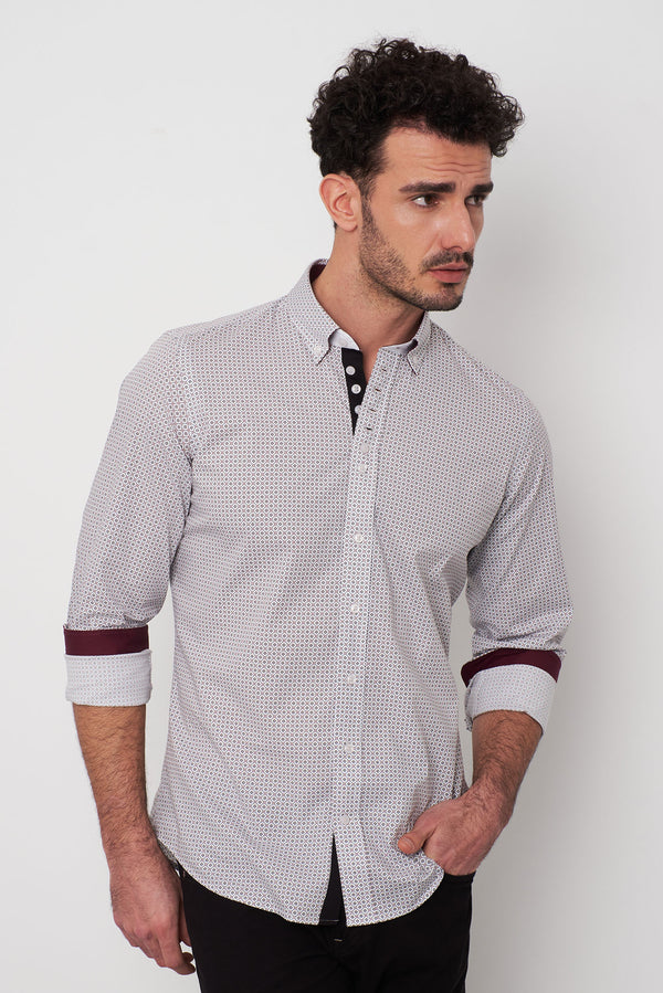 Camisa Hombre Donatello Iconic Popelin Blanco Verde