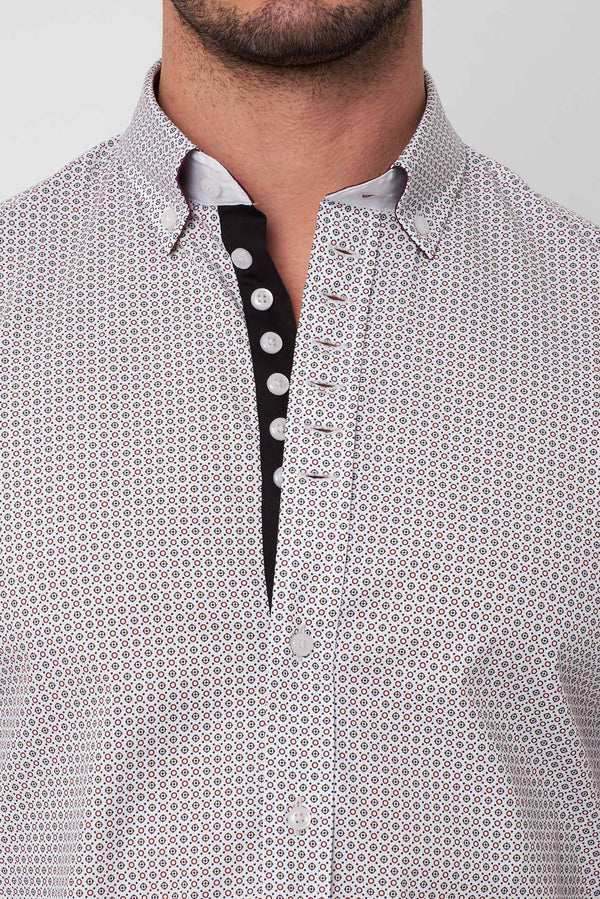 Camisa Hombre Donatello Iconic Popelin Blanco Verde