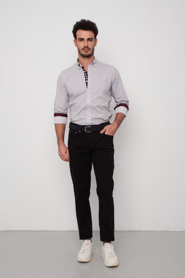 Camisa Hombre Donatello Iconic Popelin Blanco Verde