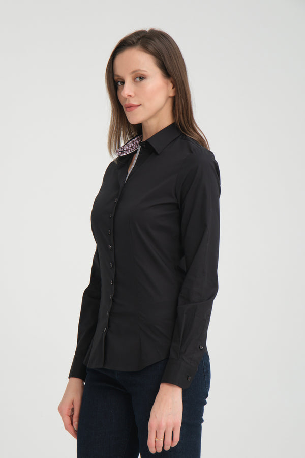 Beatrice Sport Poplin Stretch Women Shirt Black