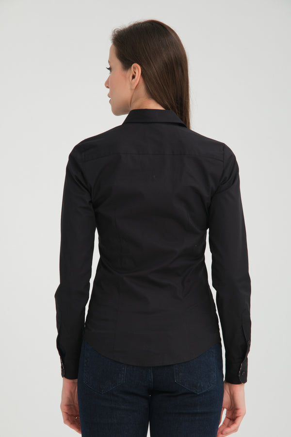 Beatrice Sport Poplin Stretch Women Shirt Black