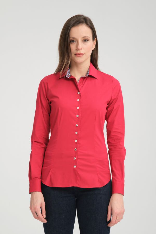 Camisa Mujer Beatrice Sport Popelin Stretch Rojo