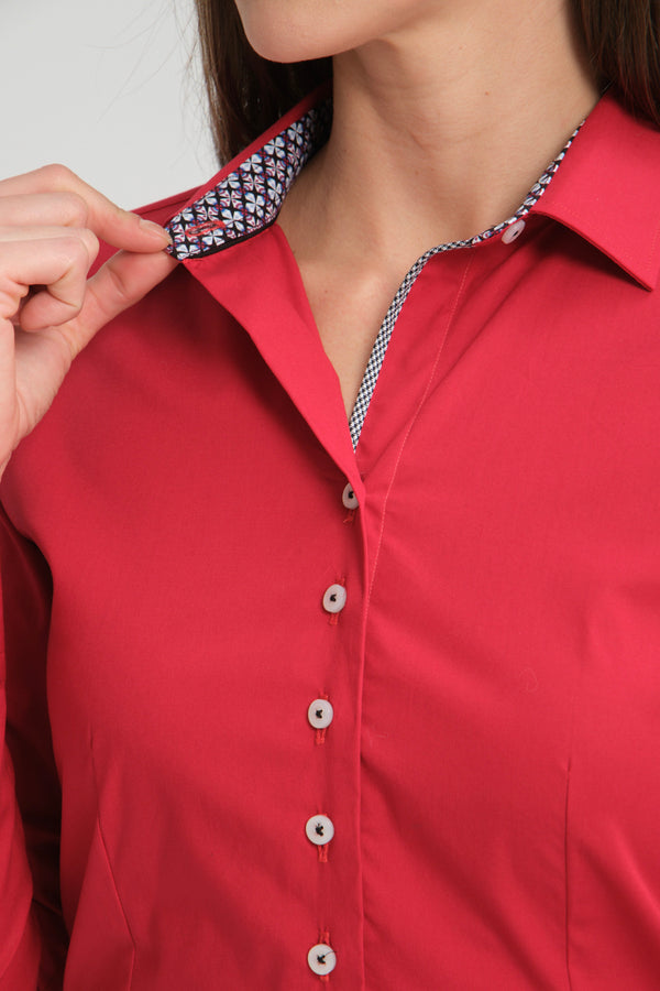 Camisa Mujer Beatrice Sport Popelin Stretch Rojo