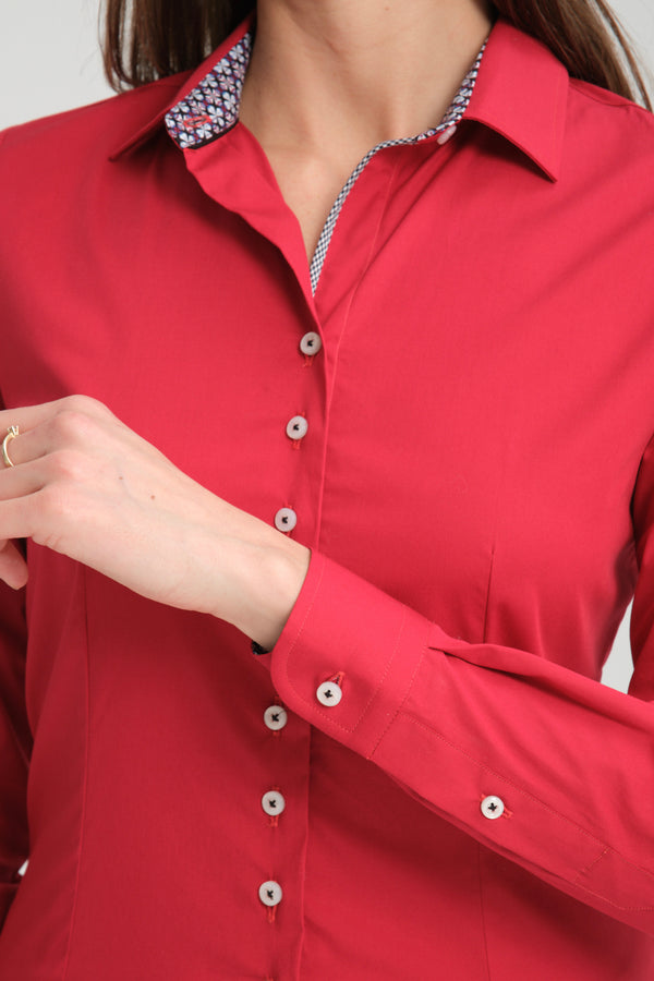 Camisa Mujer Beatrice Sport Popelin Stretch Rojo