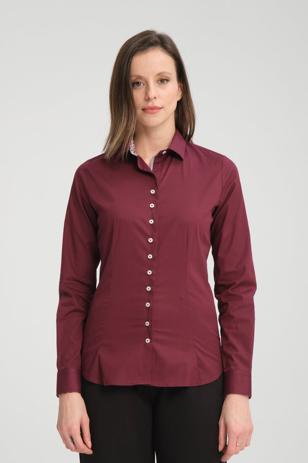Beatrice Sport Damen Hemd Poplin Stretch Rot