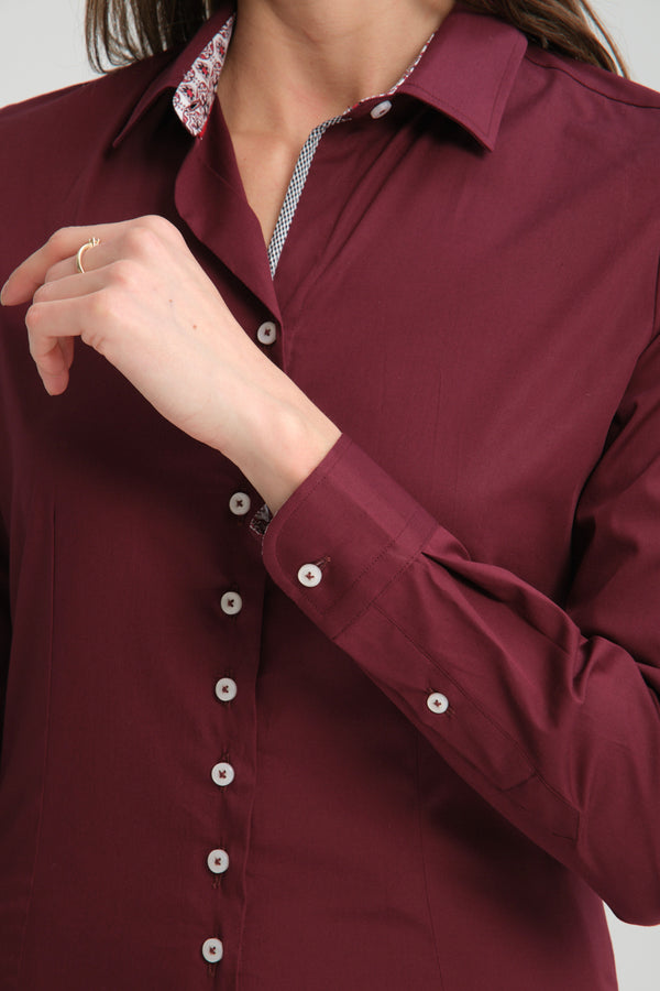 Beatrice Sport Damen Hemd Poplin Stretch Rot