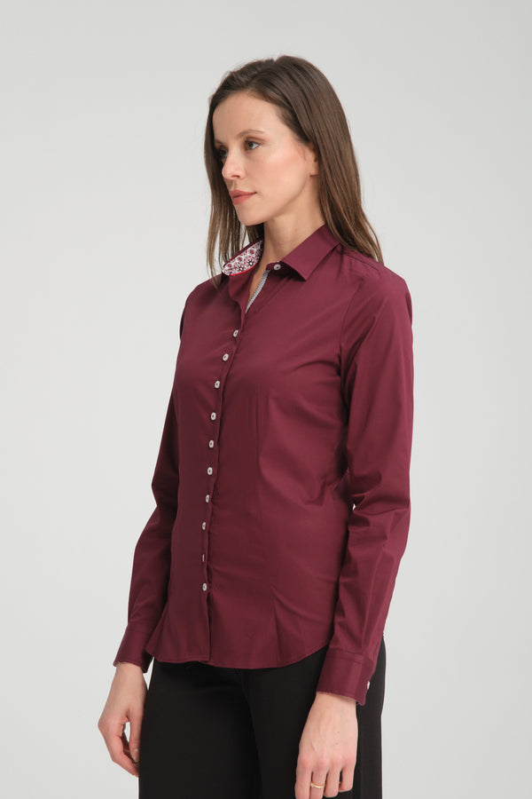 Beatrice Sport Damen Hemd Poplin Stretch Rot