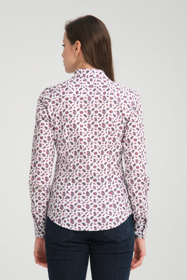 Beatrice Sport Poplin Stretch Women Shirt White Blue
