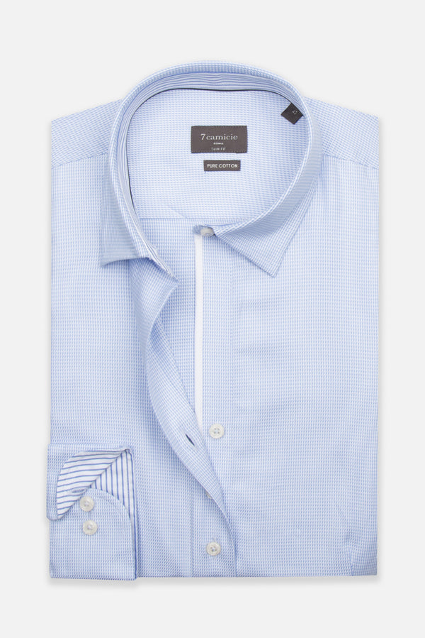 Camisa Mujer Beatrice Sport Jacquard Blanco Azul Claro