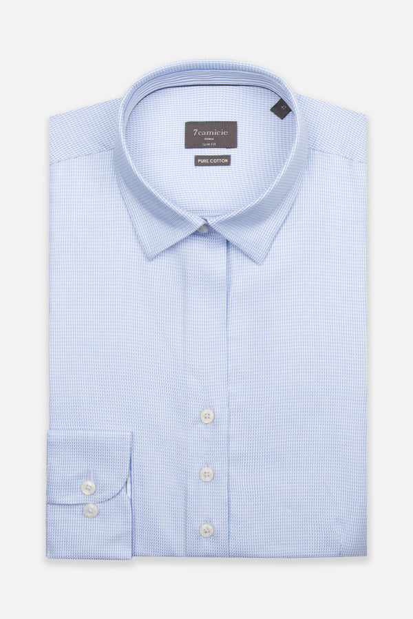 Camisa Mujer Beatrice Sport Jacquard Blanco Azul Claro