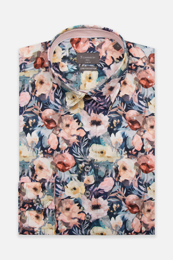 Camisa Mujer Beatrice Sport Popelin Stretch Azul Rosa