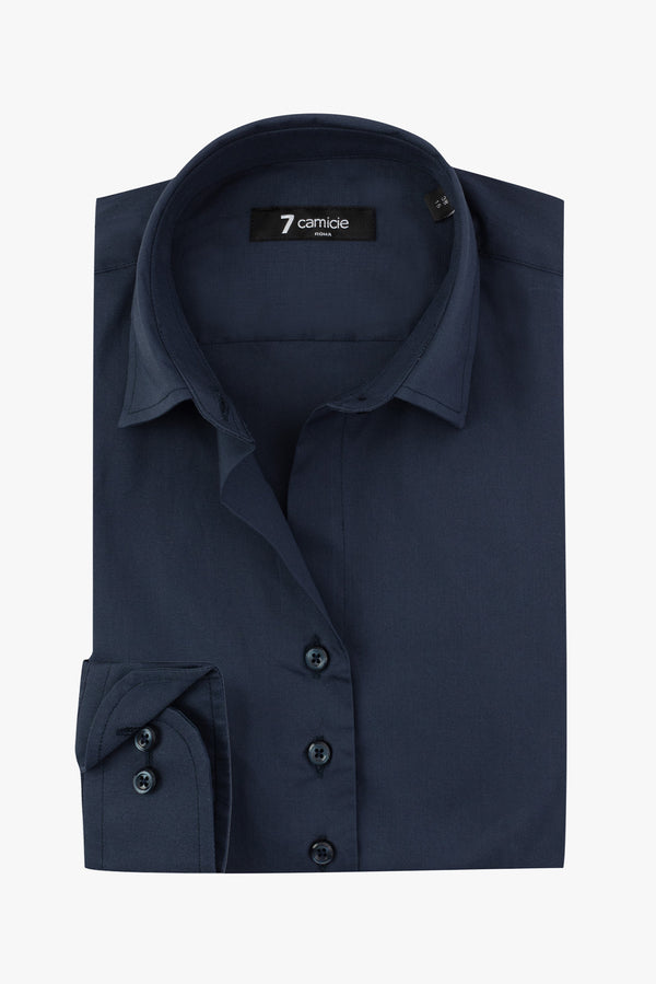 Linda Essential Damen Hemd Poplin Stretch Blau