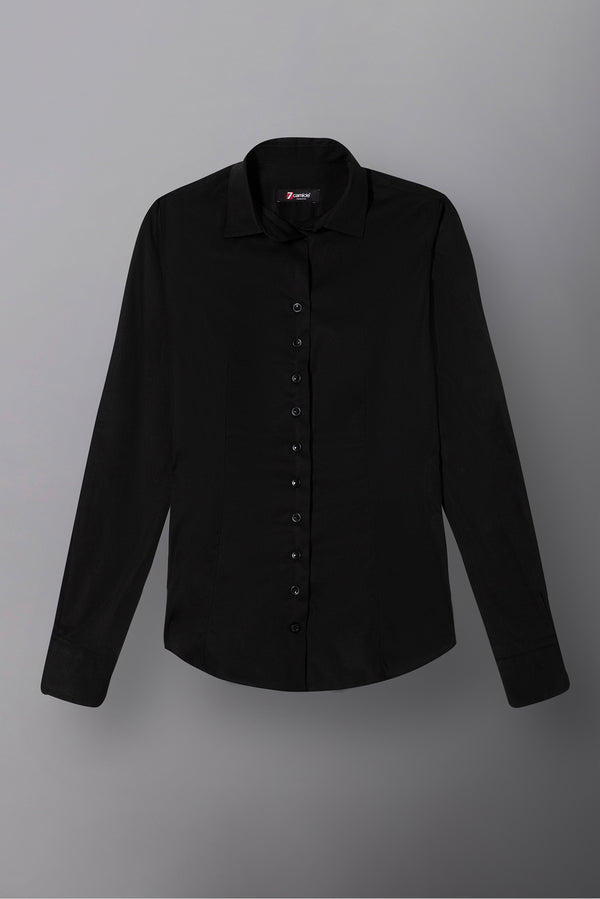 Camicia Donna Linda Essential Popelin Stretch Nero
