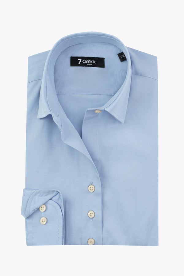 Camicia Donna Linda Essential Popelin Stretch Celeste