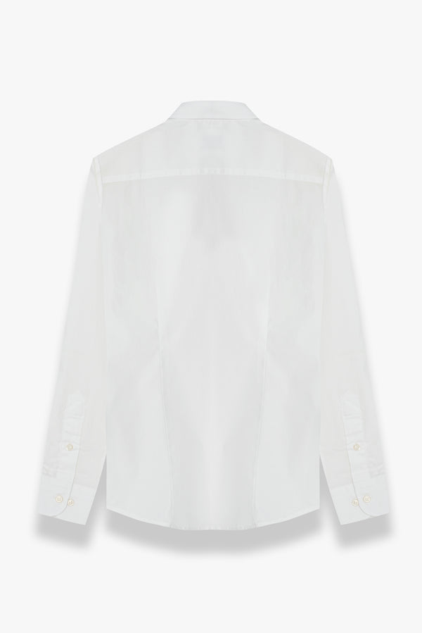 Chemise Femme Tuxedo Popelin Stretch Blanc