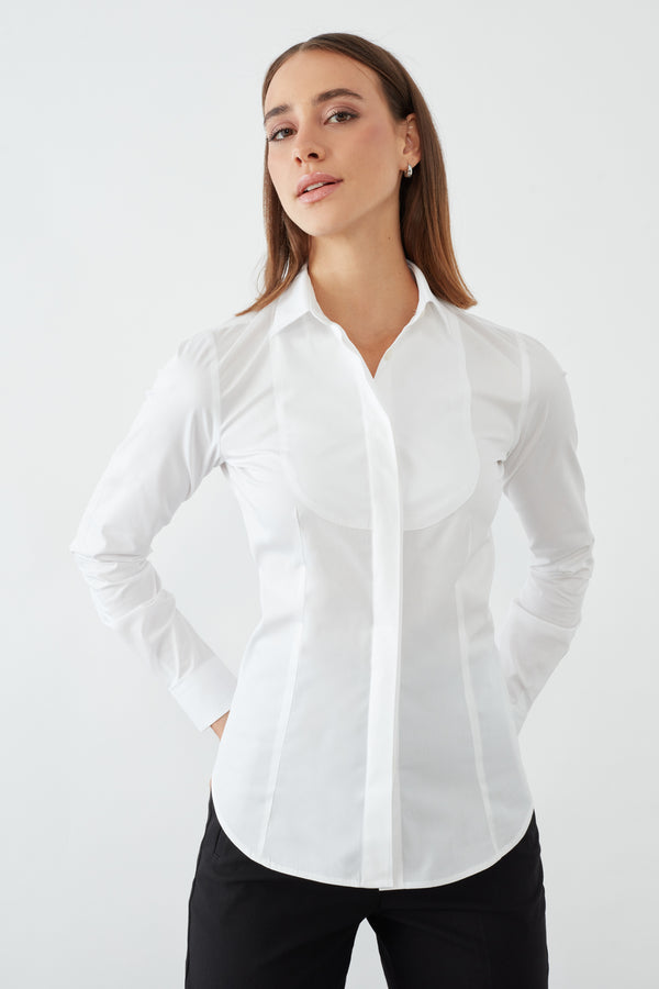 Camisa Mujer Tuxedo Popelin Stretch Blanco