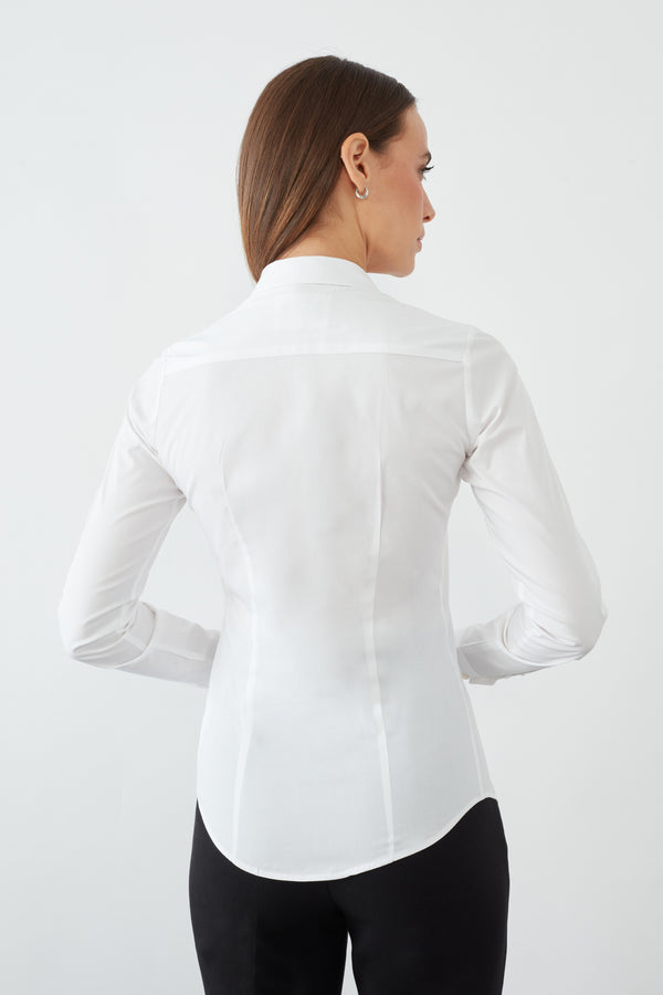 Tuxedo Essential Poplin Stretch Women Shirt White