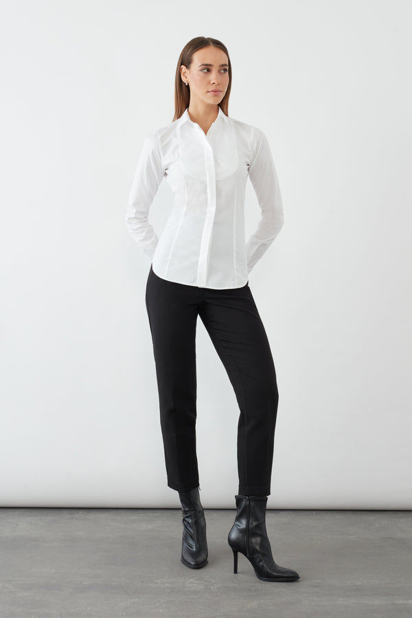 Tuxedo Damen Hemd Poplin Stretch Weiss