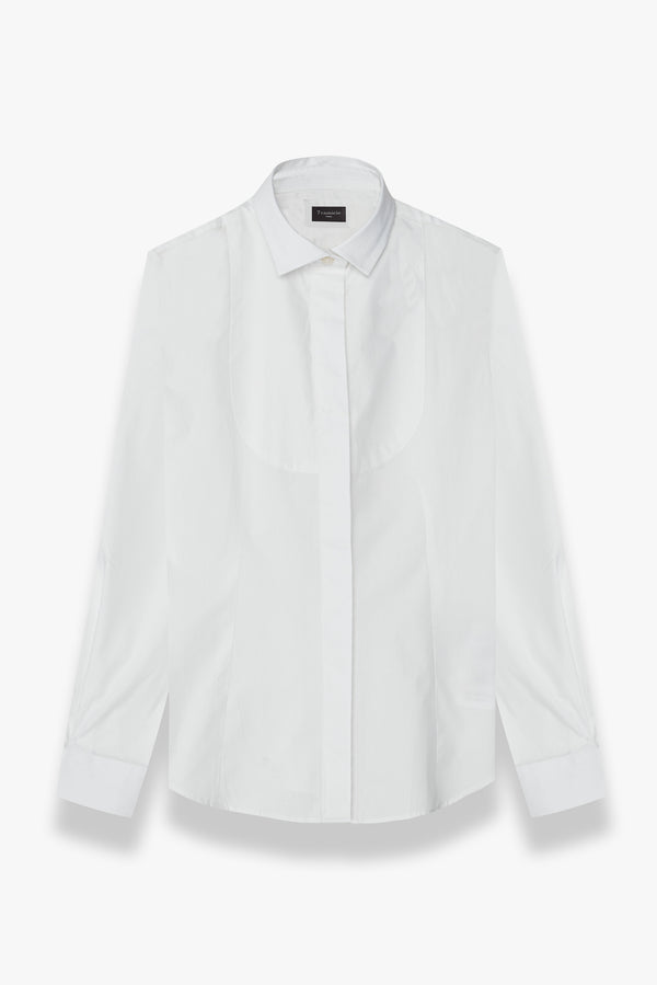 Chemise Femme Tuxedo Popelin Stretch Blanc
