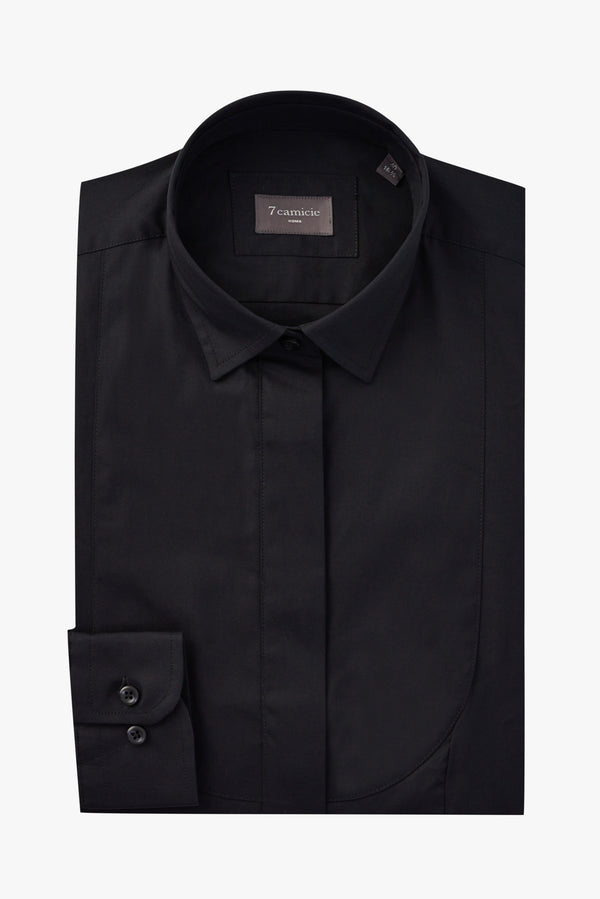 Chemise Femme Tuxedo Popelin Stretch Noir