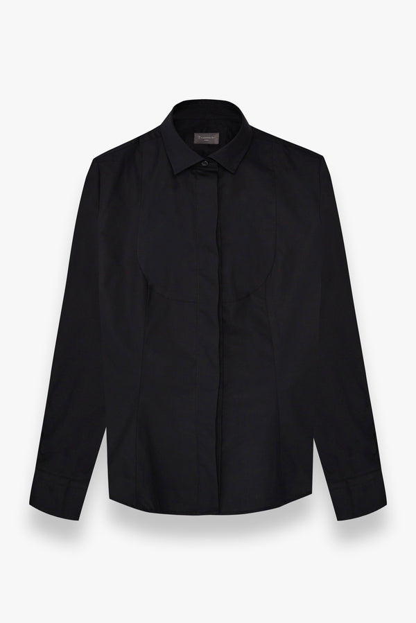 Chemise Femme Tuxedo Popelin Stretch Noir