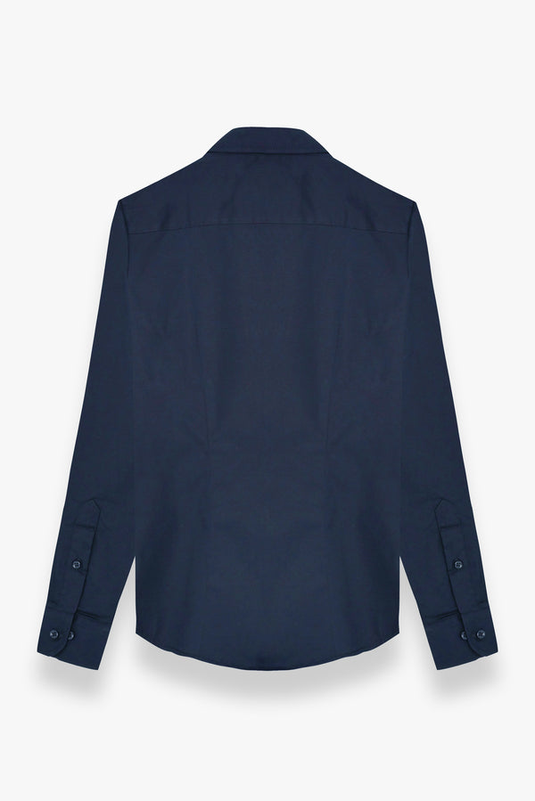 Chemise Femme Tuxedo Popelin Stretch Bleu