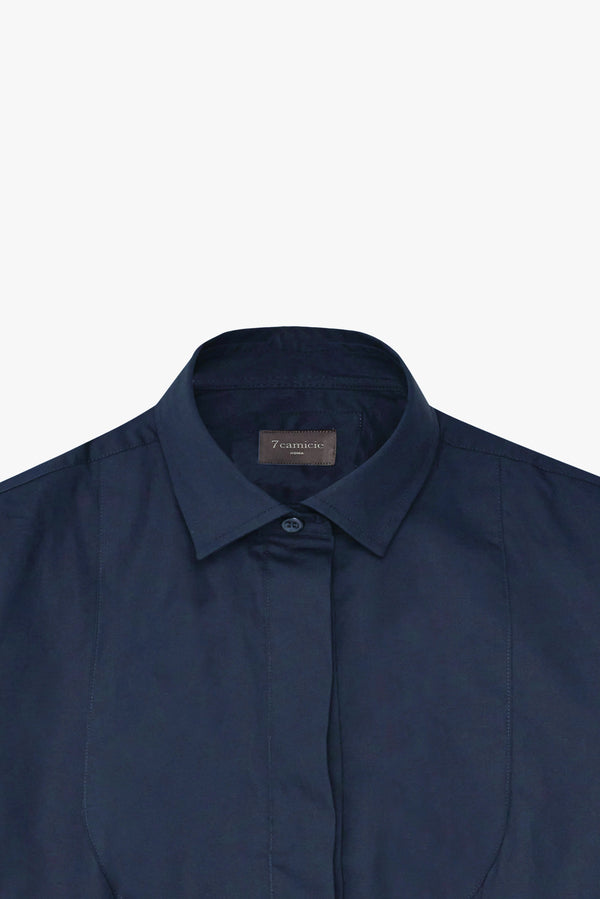 Chemise Femme Tuxedo Popelin Stretch Bleu