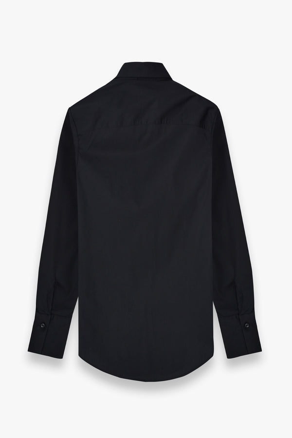 Damen Hemd Poplin Stretch Schwarz