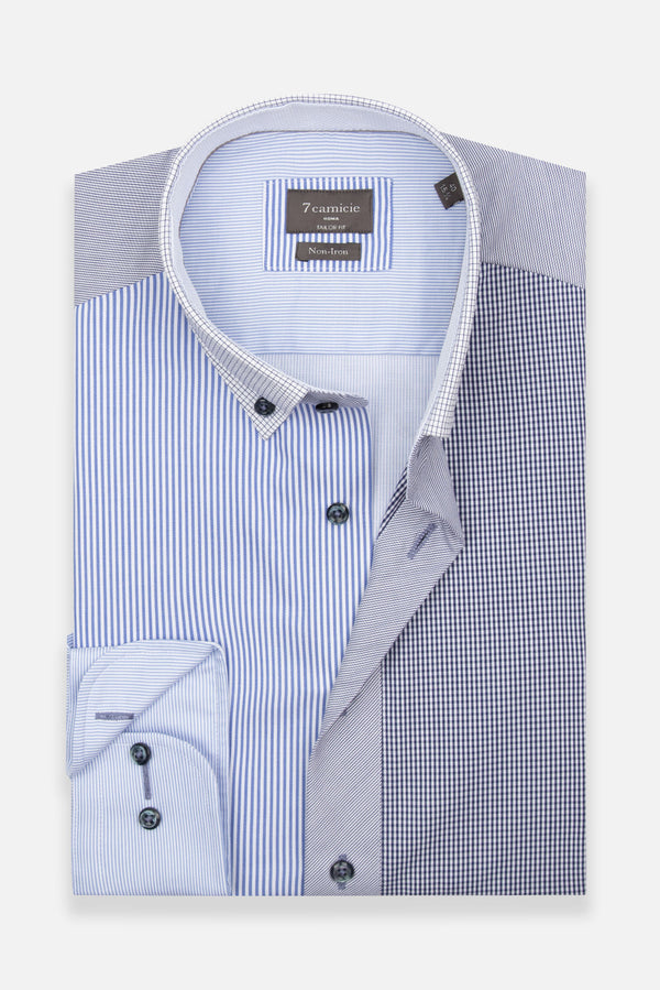 Chemise Homme Popelin Blanc Bleu clair Sans repassage