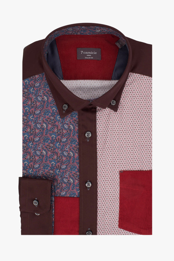 Sport Herren Hemd Popelin Rosa Weiss