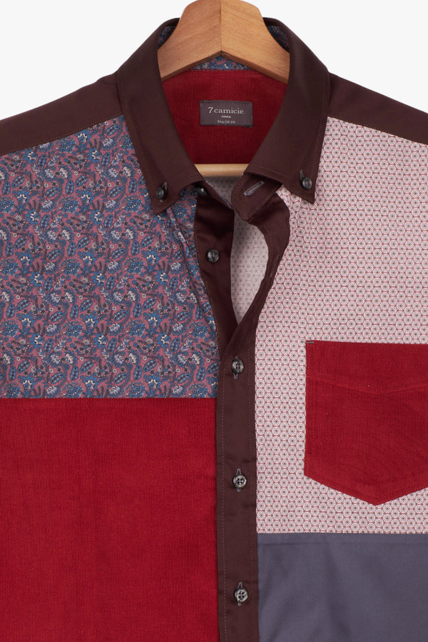 Sport Herren Hemd Popelin Rosa Weiss