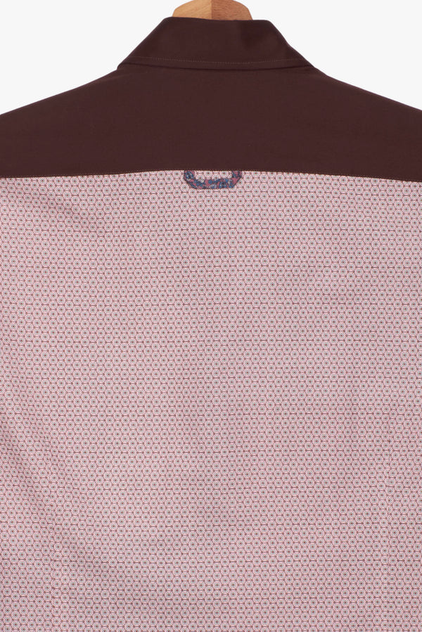 Sport Herren Hemd Popelin Rosa Weiss