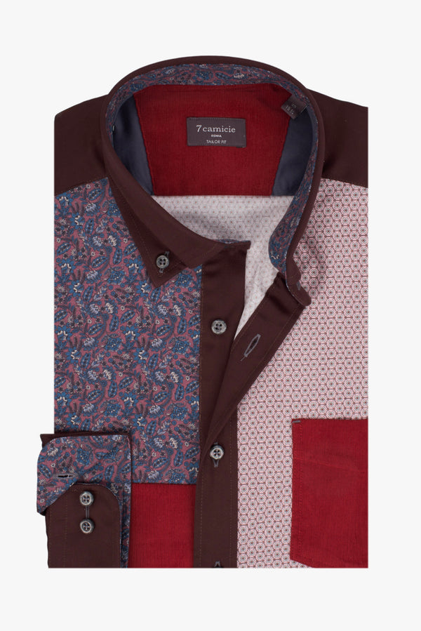 Sport Herren Hemd Popelin Rosa Weiss