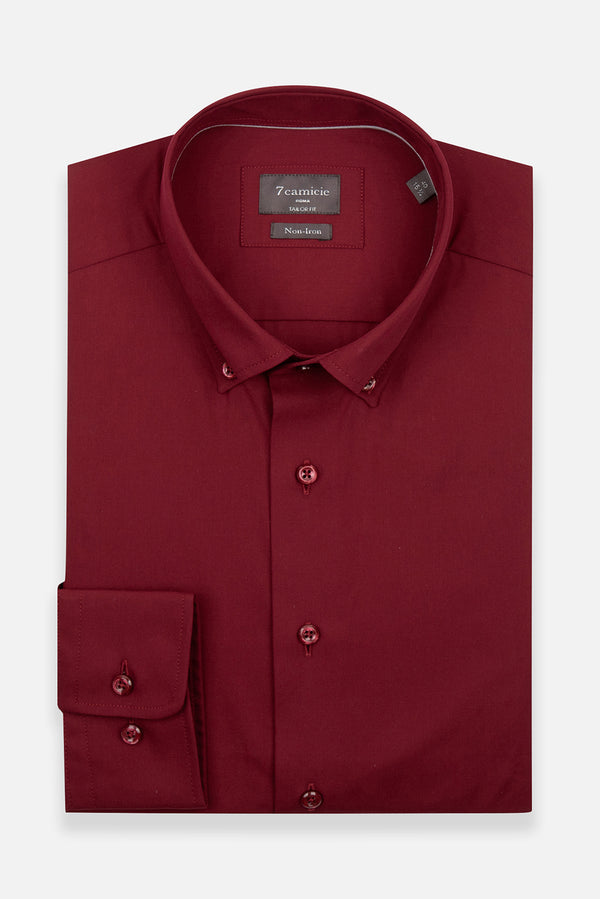 Cesare Essentials Poplin Man Shirt  Deep Red Non Iron