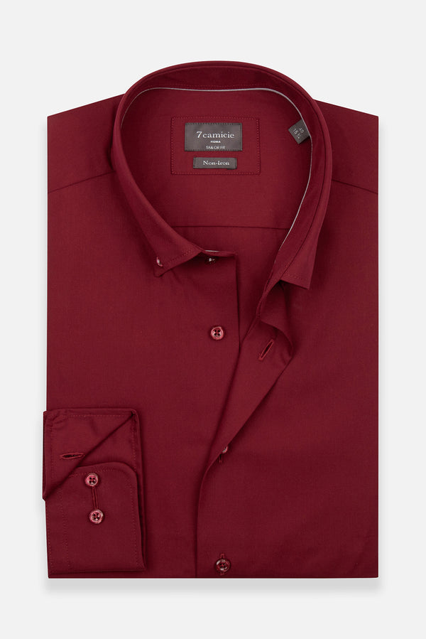 Cesare Essentials Poplin Man Shirt  Deep Red Non Iron
