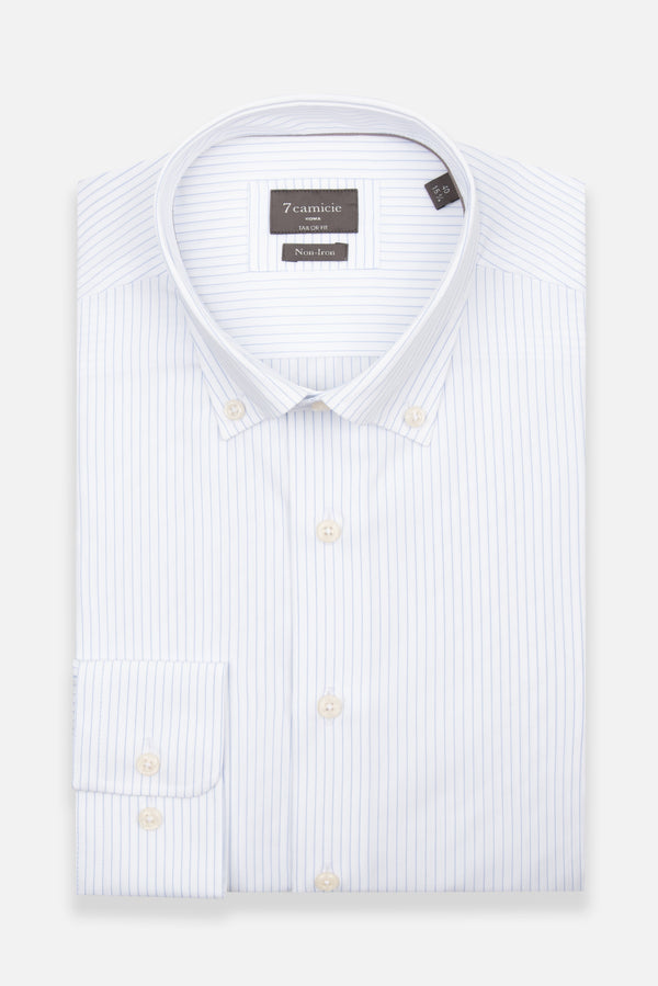 Cesare Essentials Twill Man Shirt White Blue Non Iron