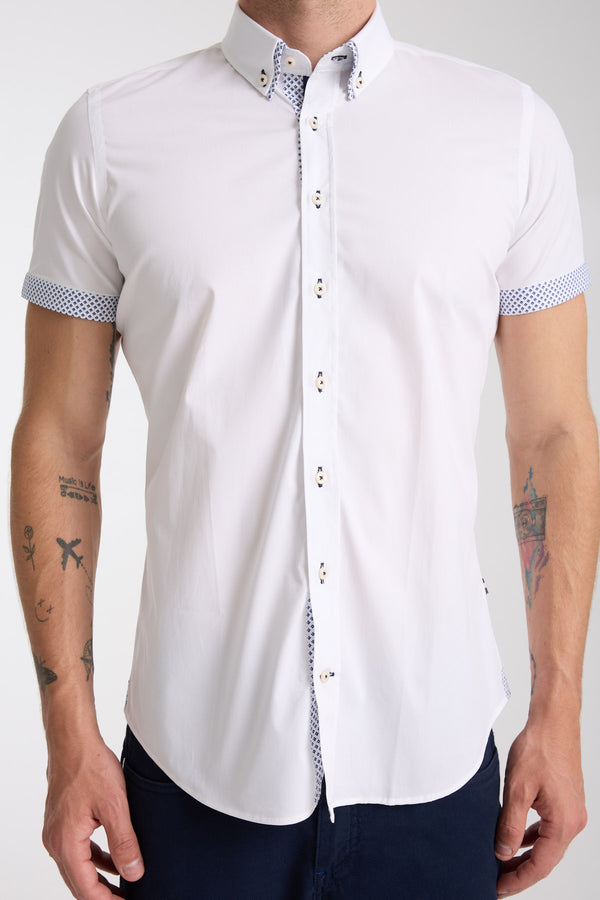 Iconic Poplin Stretch Man Shirt Short Sleeve White