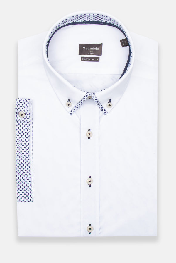 Iconic Poplin Stretch Man Shirt Short Sleeve White