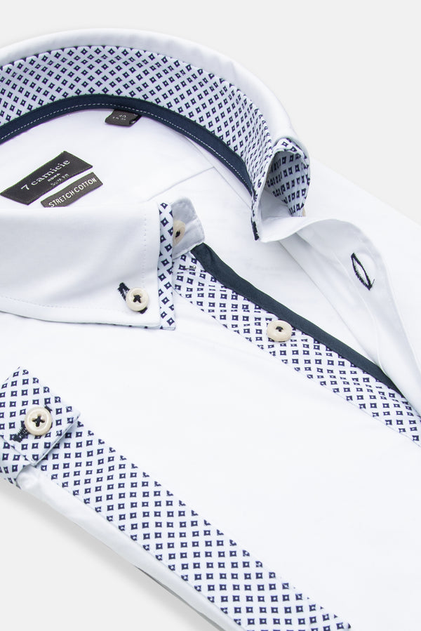Iconic Poplin Stretch Man Shirt Short Sleeve White