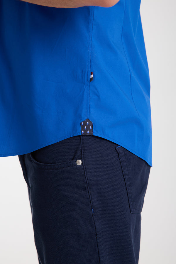 Camisa Hombre Manga corta Iconic Popelin Stretch Azul marino