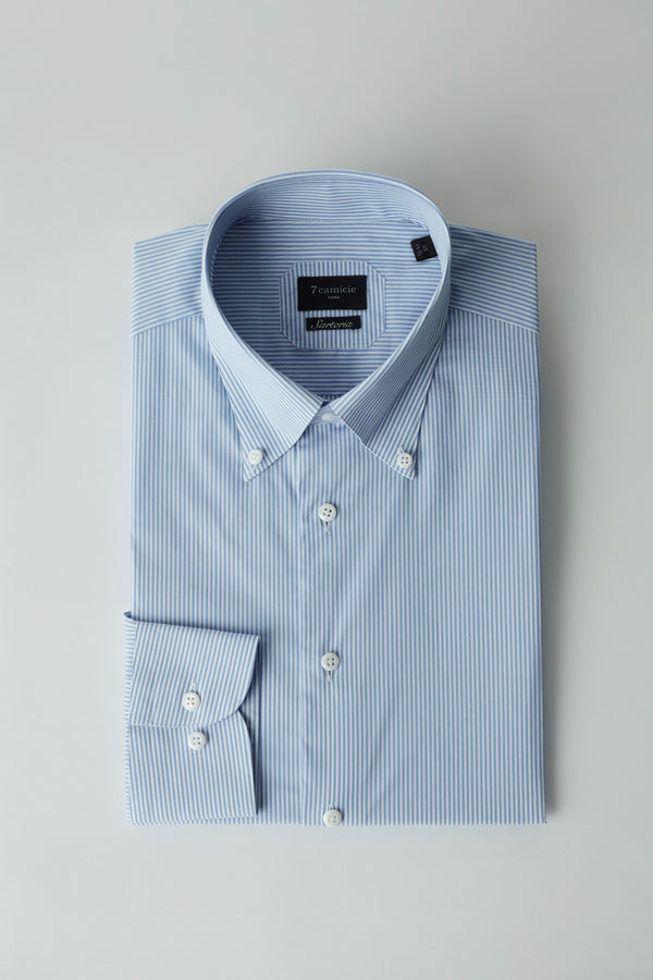 Chemise Homme Coton Premium Bleu clair Blanc